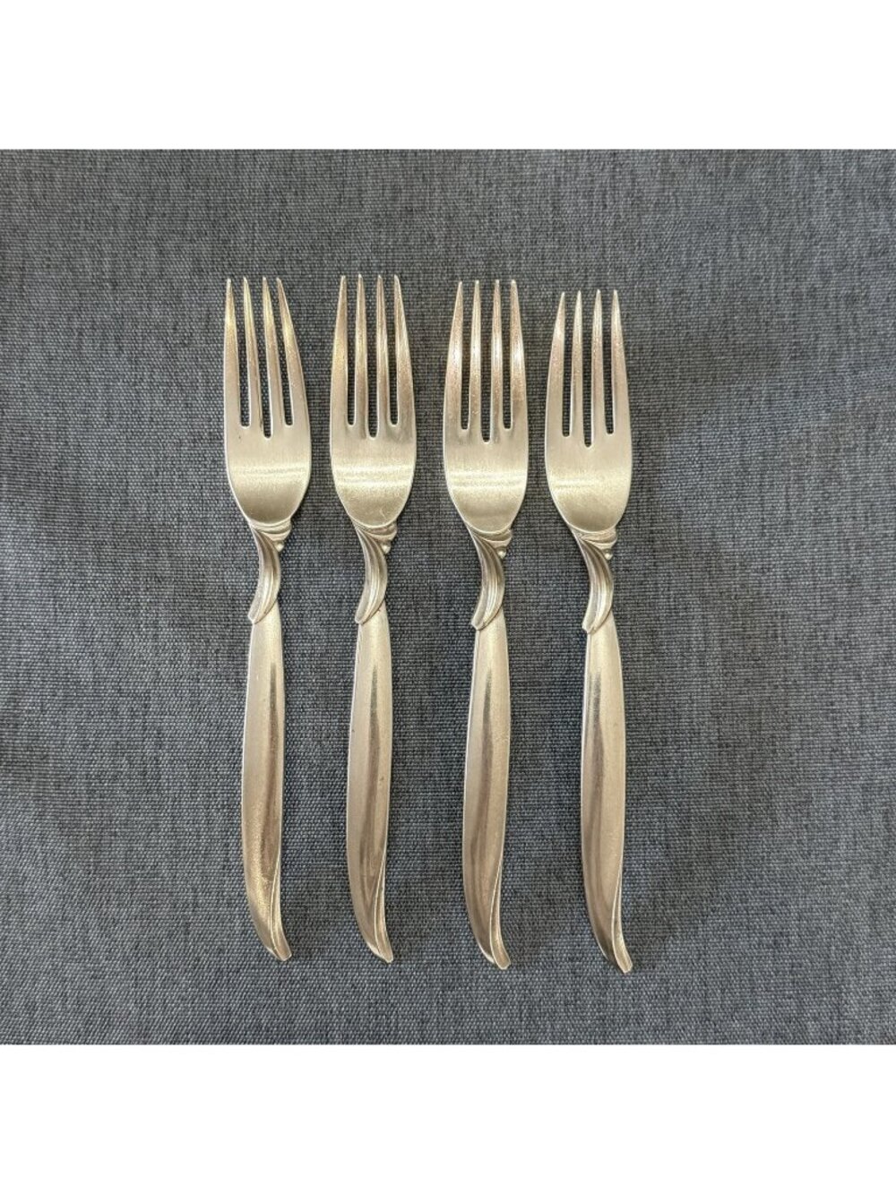 4 International Silver 1847 Rogers Bros FLAIR Silverplate Dinner Forks 1956